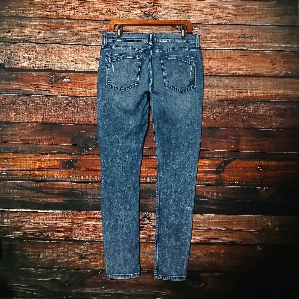 Express Jeans 10 Mia Mid Rise Legging Distressed Acid Wash Denim Stretch